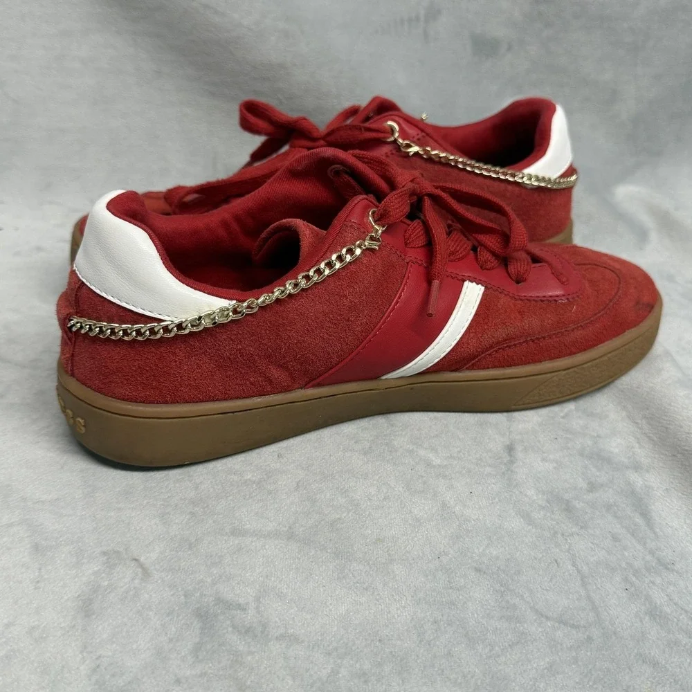 Guess Shoes Womens Size 10 Red Chain Charm Low Top‎ Casual Sneakers GWNA0K03